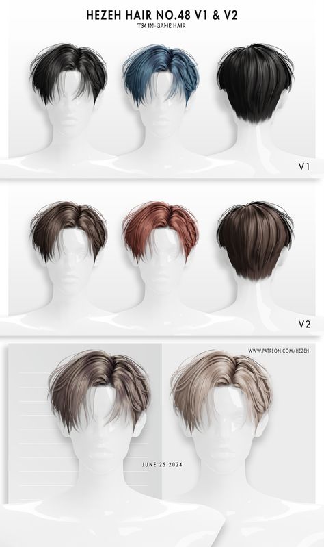 [Hezeh]Hair_No.48 V1 & V2 | Patreon Sims 4 Cc Alpha Hair Male Patreon, Skin Sims4 Cc, Ts4 Cc Hair Alpha Men, Sims Mens Hair, Sims 4 Cat Ears And Tail, Sims 4 Hair Cc Patreon Male, Drama Sims 4 Mods, Sims4 Cc Male Hair Alpha, Hezeh Hair Sims 4