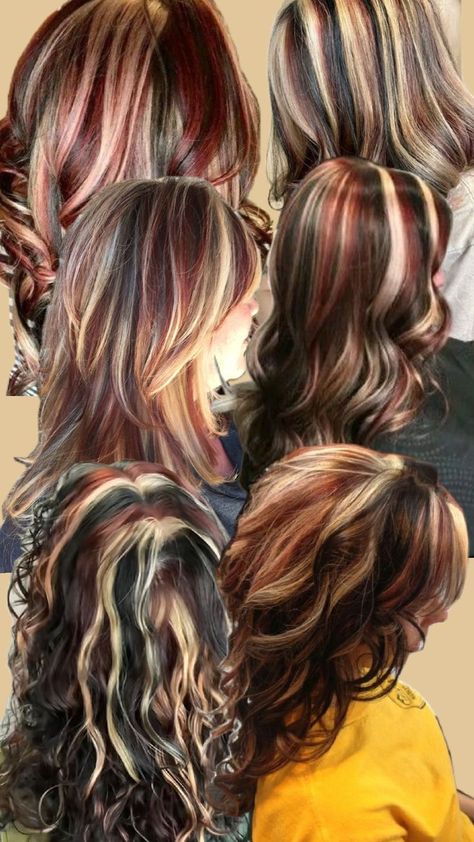 Calico Hair Color, Genderfluid Haircut, Calico Hair, Skunk Hair, Cute Hair Colors, Hair Color Streaks, Red Brown Hair, Hair Streaks, Dyed Hair Inspiration