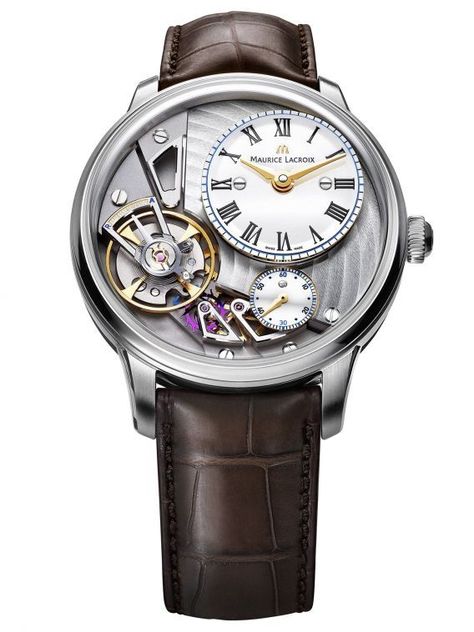 Maurice Lacroix Gravity 43mm Maurice Lacroix, Analog Watch, Brown Leather Strap, Skeleton Watch, Jaeger Watch, Gravity, Time Piece, Leather Straps, Silver