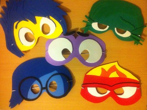 Inside Out Crafts For Kids, Diy Inside Out Decorations, Inside Out Crafts, Emotion Masks, Inside Out Joy, Queen Of Halloween, Inside Out Emotions, Chucky Doll, Diy Costumes Kids