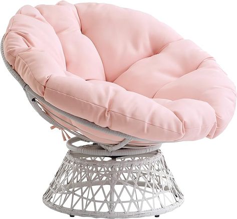 Amazon.com: OSP Home Furnishings Wicker Papasan Chair with 360-Degree Swivel, Cream Frame with Pink Cushion : Home & Kitchen Pink Papasan Chair, Cute Chairs, Purple Cushions, Pink Cushion, Orange Cushions, Home Furnishing Stores, Daniel Fast, Brown Cushions, Pink Cushions