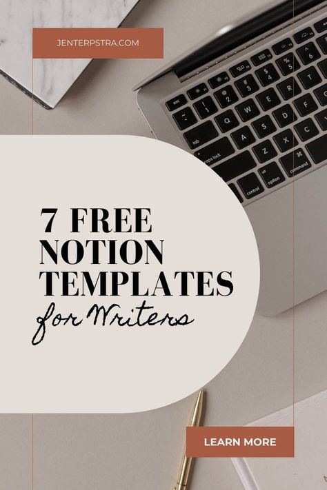 7 free Notion templates for writers for planning, drafting, and publishing creative writing // jenterpstra.com Novel Planning Templates Free, Notion Template For Writing, Notion For Writers Template, Notion For Authors, Book Writing Template Free Printable, Notion Novel Writing Template, Writer Notion Template, Notion For Writers, Notion Writing Template