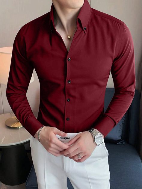 Red Long Sleeve Shirt Outfit Men, Casual Red Outfit Men, Red Dress Shirt Men Outfits, Red Formal Outfit Men, Maroon Shirt Outfit Men Formal, Red Shirt Outfit Men, Maroon Shirt Outfit, Jeans Outfit Aesthetic, Red Shirt Outfits