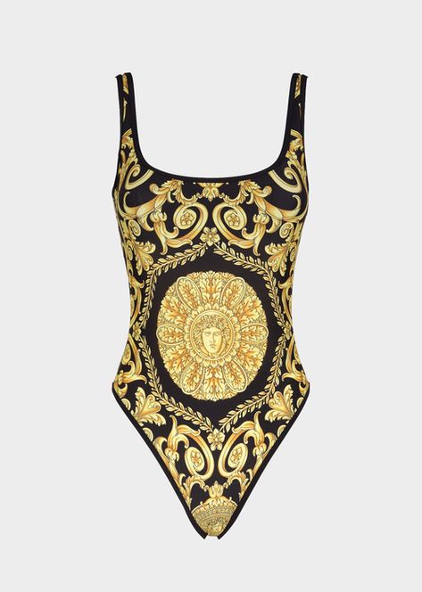 Gold Hibiscus Print Swimsuit - print One Piece Swimsuits Versace Swimsuit, Hibiscus Print, Mode Zara, Luxury Clothes Men, Swimsuit For Women, Versace Gold, Versace Fashion, Julien Macdonald, Donatella Versace