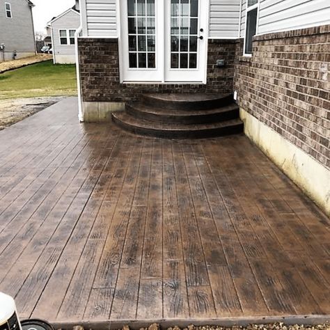 wood-stamped-concrete-patio Wood Stamped Concrete Patio, Stamped Concrete Ideas, Wood Stamped Concrete, Stamped Concrete Walkway, Grey Patio, Concrete Patios, Concrete Walkway, Wooden Patios, Concrete Ideas