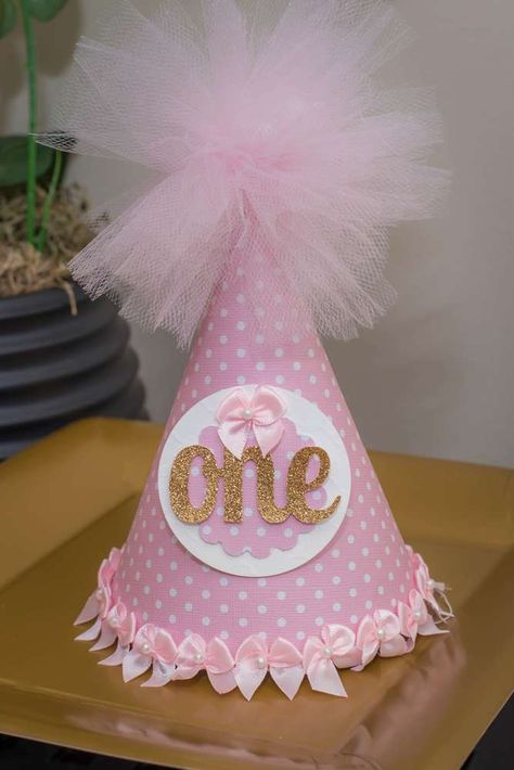 Diy Party Hats 1st Birthday, Diy Birthday Hat For Baby, Diy First Birthday Hat, Cute Adjustable Hat For First Birthday, Carousel First Birthday Girl, Diy 1st Birthday Decorations, 1st Birthday Party Hat, Carousel Birthday Party, Carousel Birthday Parties