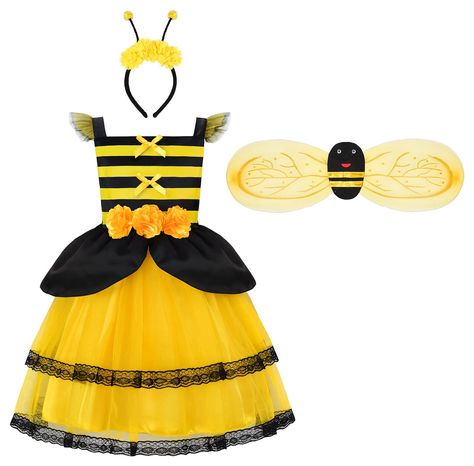 PRICES MAY VARY. Package Includes:1* dress, 1* antenna headband, 1* bee wings and 1* wand. Adorable and High Quality Design: Blooming flowers attached to waist and head. Bow ties decorate the bust. Hem is patterned with floral lacework. Adoption of yellow and black is a vivid copy of real bees' stripes. Your kids will exactly look buzzing with muti-layered flying mesh sleeves and wings. Everything‘s gonna make your kids the most outstanding and alive one . Wider Occasion for Kids: Super suitable Kids Bee Costume, Bee Costume Toddler, Bee Costume Kids, Halloween Performance, Bumble Bee Dress, Antenna Headband, Bumble Bee Costume, Toddler Fancy Dress, Crafts To Do When Your Bored