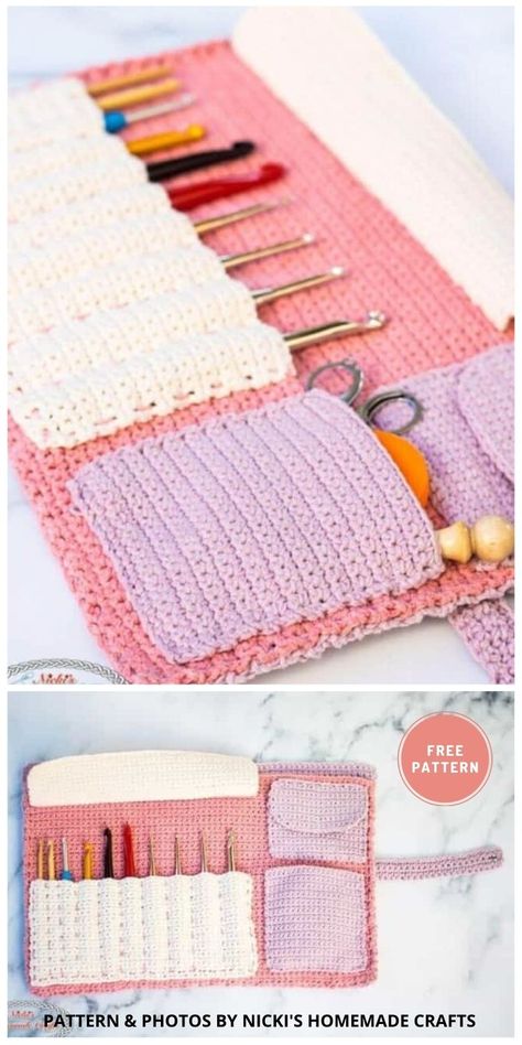 Diy Crochet Hook Case, Crochet Hook Holder Pattern, Crochet Hook Case Free Pattern, Crochet Case Pattern, Crochet Hook Case Pattern, Crochet Needle Case, Diy Crochet Hook, Crochet Hook Roll, Crochet Hook Organizer