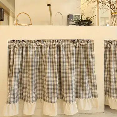 Cafe Balcony, Curtain Valances, Short Curtain, Half Curtains, Retro Room, Short Curtains, Curtain Decor, Retro Kitchen, Cottage Homes