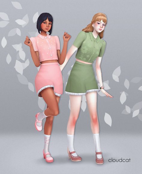 Sims 4 Lace Skirt, Sims 4 Cc Clothes Summer, Pretty Sims, Summer Poems, Sims 4 Content, Lotes The Sims 4, Cc Clothing, Cc Packs, Clothes Cc