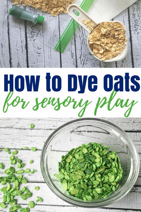 This super easy step by step tutorial shows you how to quickly, and easily, dye oats for sensory play. Perfect as a sensory bin base for babies.    Sensory play can provide wonderful and rich Jungle Messy Play Ideas, Sensory Play Themes, Farm Messy Play, Jungle Messy Play, Jungle Sensory Play, Animal Sensory Activities, Rainforest Sensory Bin, Jungle Sensory Bin, Easy Tuff Tray Ideas