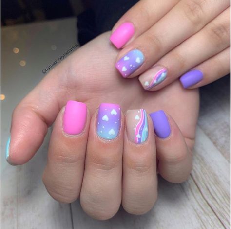 Kids Nail Designs, Girls Nail Designs, Nail Art For Kids, Simple Gel Nails, Purple Nail, Pretty Nail Art Designs, Really Cute Nails, Cute Gel Nails, Pretty Nail Art