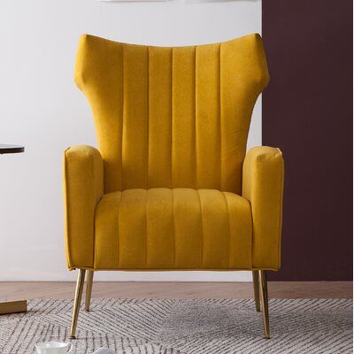 Yellow Accent Chairs, Velvet Wingback Chair, Table Bistrot, Salon Suites, Pink Sofa, Wayfair Furniture, Stylish Chairs, Velvet Armchair, Barrel Chair