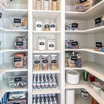 Kitchens - Walk In Pantry - Page 4 U Shaped Pantry Shelves, U Shaped Pantry, Walk In Pantry Design, Corner Kitchen Pantry, Coastal Craftsman, Backsplash For White Cabinets, Pantry Inspiration, Organizing Kitchen, Pantry Shelves