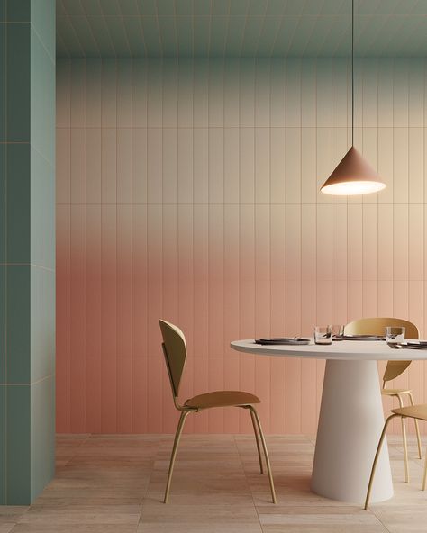 What are your thoughts on ombré interiors? Spanish tile manufacturer WOW Design @wow_designeu has unveiled a new ombre-inspired collection. The Melange range allows homeowners to create a wall with gradient shading, in an array of colour palettes. #ombreinteriors #tileinspiration #diningroomdecor Gradient Tile, Ombre Tile, Ombre Interior, Ombre Design, Tile Manufacturers, Spanish Tile, Tile Inspiration, Tile Wall, Colour Palettes