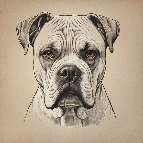 Robust American Bulldog Pen and Ink - Gareth Parkes American Bulldog Tattoo, Confident Expression, Bulldog Artwork, Bulldog Tattoo, Ink Portrait, Dog Drawings, Bulldog Breeds, Dog Pen, Draw Animals