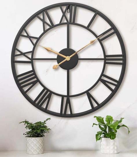 Pytha Sight 30 Inch Extra Large Giant Wall Clock,Oversized Round Silent Vintage Industrial Black Metal Farmhouse Big Roman Numeral Wall Clocks for Living Room,Kitchen,Bedroom Home Decor Giant Wall Clock, Clock For Living Room, Roman Numerals, Wall Clocks, Room Office, Wall Clock, Clock, Farmhouse, Living Room