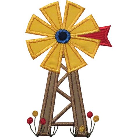 Old Farm Windmill Applique by HappyApplique.com Farm Applique, Farm Windmill, Texas Quilt, Machine Embroidery Designs Projects, Applique Stitches, Farm Quilt, Animal Blanket, Applique Templates, Baby Boy Quilts