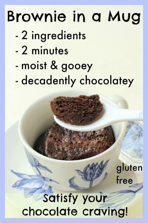 Nutella Brownies In A Mug, Mug Cake 2 Ingredient, 2 Ingredients Brownies, Nutella Recipes Easy 2 Ingredients, 2 Ingredient Mug Cake, 2 Minute Desserts, Gluten Free Mug Brownie, 2 Ingredient Desserts Easy, Easy Dessert Recipes With Few Ingredients