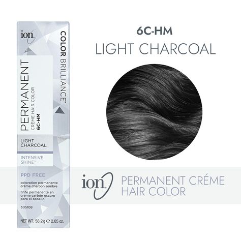 ion Color Brilliance Permanent Creme Hair Color utilizes pure ionic micro pigments for deeper, more intense color. Ion 6C-HM Light Charcoal Permanent Creme Hair Color | Black | 2.05 oz. | Sally Beauty Light Charcoal Hair Color, Charcoal Hair Color, Titanium Hair Color, Grey And Black Hair, Charcoal Grey Hair, Dark Silver Hair, Ion Hair Colors, Gray Hair Coverage, Soft Black Hair