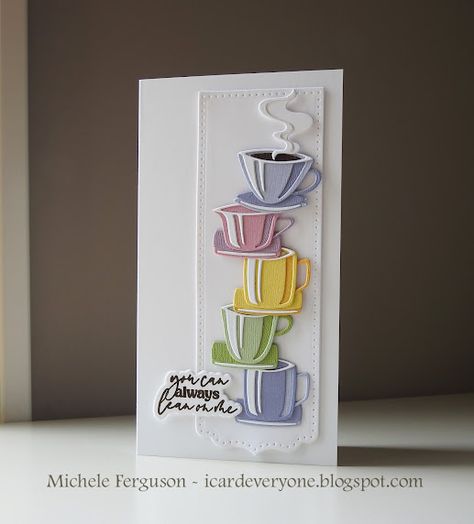 Ten cups should do! Coffee Themed Cards, Tea Cup Card, Sizzix Cards, Tim Holtz Crafts, Tim Holtz Dies, Tim Holtz Cards, Coffee Cards, Tim Holtz Sizzix, Quilling Paper Craft