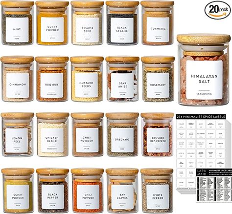 Spice Jar Labels, Spice Jar Set, Pepper Spice, Glass Spice Jars, Spice Labels, Herb Seasoning, Spice Containers, Pantry Labels, Food Storage Container