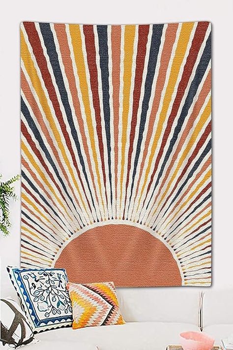 Amazon.com: Bohemian Sun and Moon Vertical Tapestry, Vintage Abstract Rainbow Aesthetic Tapestry Wall Hanging for Bedroom, Retro 70s Mid Century Modern Art Tapestries Poster Blanket College Dorm Decor (40"X60") : Home & Kitchen 70s Mid Century Modern, Aesthetic Tapestry, Bohemian Sun, Bedroom Retro, College Dorm Decor, Tapestry Vintage, College Dorm Decorations, Rainbow Aesthetic, Rainbow Abstract