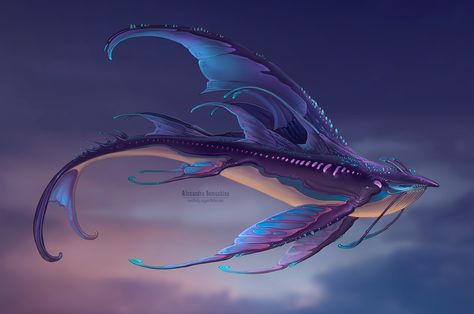 ArtStation - Whales, Alexandra Semushina Sea Creatures Art, Creature Artwork, Mythical Animal, Fantasy Beasts, Alien Concept Art, Monster Concept Art, Creature Drawings, Alien Creatures, Fantasy Creatures Art