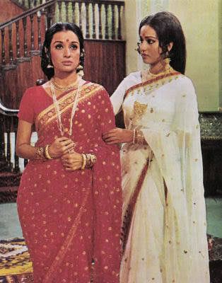 Reena Roy and Prema Narayan in "Udhar Ka Sindur," 1976 Retro Fashion 70s Indian, 60s Bollywood Fashion, 70s Bollywood, Retro Bollywood Fashion, Messages For Best Friend, Best Friend Engagement, Vintage Indian Fashion, Reena Roy, Engagement Instagram