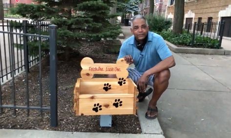 Dog Library Take A Stick Leave A Stick, Stick Library For Dogs, Neighborhood Library Box Diy, Dog Library, Artsy Projects, Flower Farming, Lending Library, Community Library, Water Station