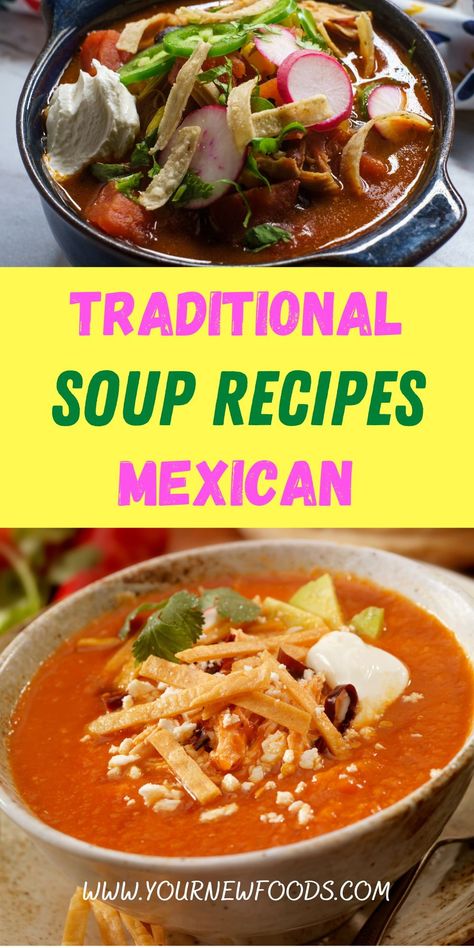 Mexican Soups – Learn how to make Mexican soup with these must-try Mexican soup recipes. Mexican soups are some of the most popular soups in the world. Mexican soup recipes are easy to make. And they are perfect as an appetizer or lunch meal. Here are some of the best recipes. Don’t forget to save and share. Mexican Food Recipes Soup, Mexican Sopita Recipes, Mexican Taco Soup Recipe, Soup Recipes Mexican, Popular Soups, Mexican Soups, Albondigas Soup Recipe, Chicken Enchilada Soup Recipes, Enchilada Soup Recipe