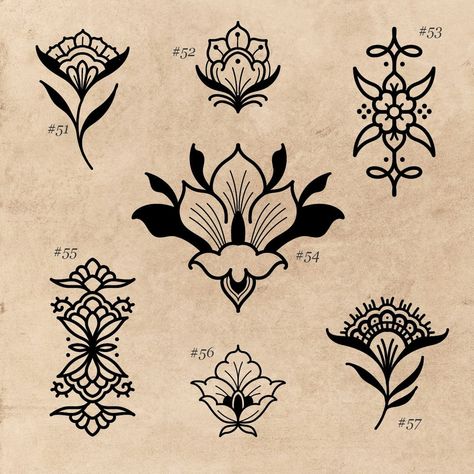 I will draw an ornemental or minimalist design adapted for a tattoo project Nordic Flower Tattoo, Folk Flower Tattoo, Ornamental Tattoos, Blackwork Designs, Cute Tats, Flash Tattoo Designs, Folk Art Flowers, Linocut Art, Tattoo Project