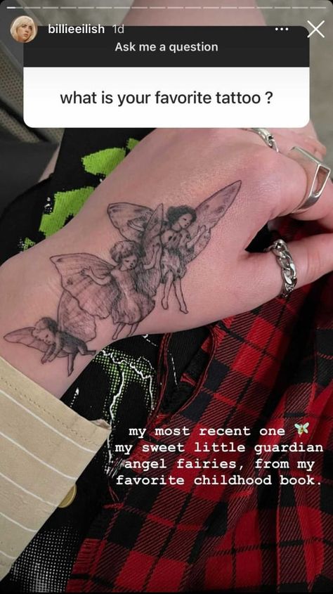 Eilish Tattoo, Billie Eilish Tattoo, Hand Tatto, Favorite Childhood Books, Magic Tattoo, Fairy Tattoo, Childhood Books, Custom Tattoo, S Tattoo