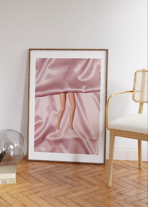 Fine art photography print of doll’s legs under pink satin sheets by ohsnapjogoprints Barbie Bedroom Ideas, Barbie Wall Art, Feminine Esthetics, Girly Pink Aesthetic, Barbie Rooms, Minimalism Decor, Apartment 2023, Office Goals, Barbie Bedroom