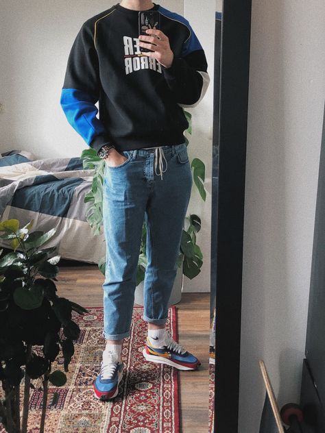 Nike Sacai Waffle Outfit Men, Nike Waffle Debut Outfit Men, Nike Sacai Waffle Outfit, Sacai Outfit, Waffle Outfit, Nike Sacai Waffle, Sacai Waffle, Nike Outfits Men, Nba Outfit