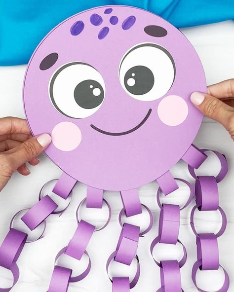 Dolphin Craft, Octopus Craft, Kertas Kerja Prasekolah, Aktiviti Tadika, Octopus Crafts, مشروعات العلوم, Crafted Gifts, Aktiviti Kanak-kanak, Toddler Arts And Crafts