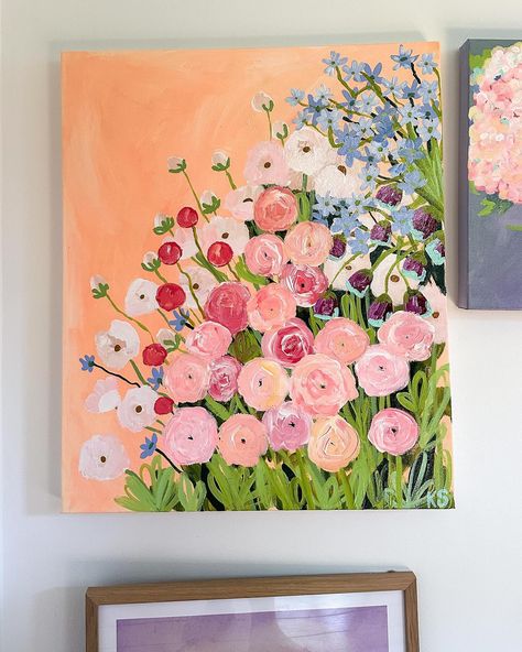 Currently available original paintings! Sizes ranging from 20” x 24” statement pieces down to 5” x 5” minis perfect for your bookshelf. These and more available on my website ♥️ #glastonburyct #glastonburyctbusiness #ctartist #localart #originalfloralart #floralpaintings #gardenlovers #superbloom Flowers To Paint, Flowers In A Field, Painted Bouquet, Colorful Maximalist, Peachy Orange, Abstract Painting On Canvas, Floral Abstract, Beach Crafts, Local Art