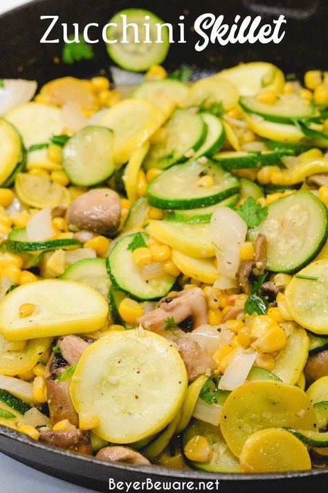 Zucchini And Squash Recipes, Skillet Zucchini, Zucchini And Mushroom, Easy Squash Recipes, Recipe With Corn, Roasted Zucchini And Squash, Zucchini And Summer Squash, Sauteed Squash, Zucchini And Squash