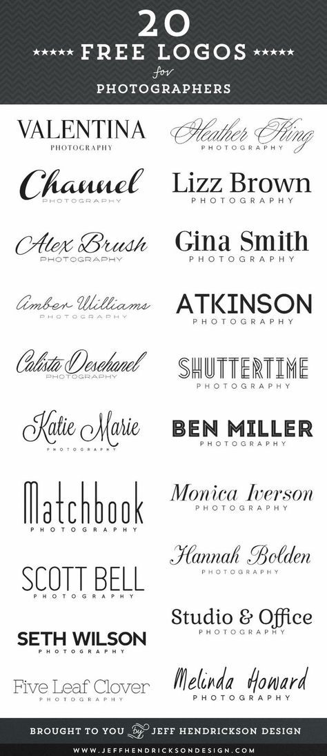 20 free photographer logos using free fonts. - Font ideas? Typographie Logo, Police Logo, Free Logos, Photographer Logo, Photography Logo Design, Hand Logo, Design Fonts, Photography Logo, Fonts Typography