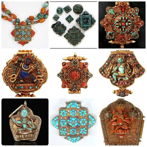 Bhutanese Jewellery, South Jewellery, Antique Turquoise Jewelry, Antique Turquoise, Tibetan Jewelry, Prayer Box, Antique Show, Group 1, Tibetan Buddhist