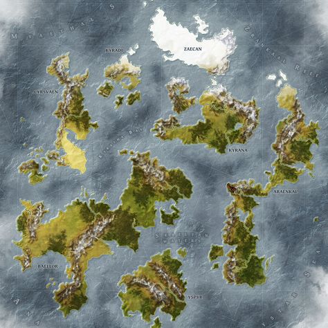 Map of Valtyr - client work, 2016. Archipelago Map, Fantasy Map Making, Imaginary Maps, Fantasy World Map, Terrain Map, D D Maps, New Fantasy, Fantasy Places, Fictional World