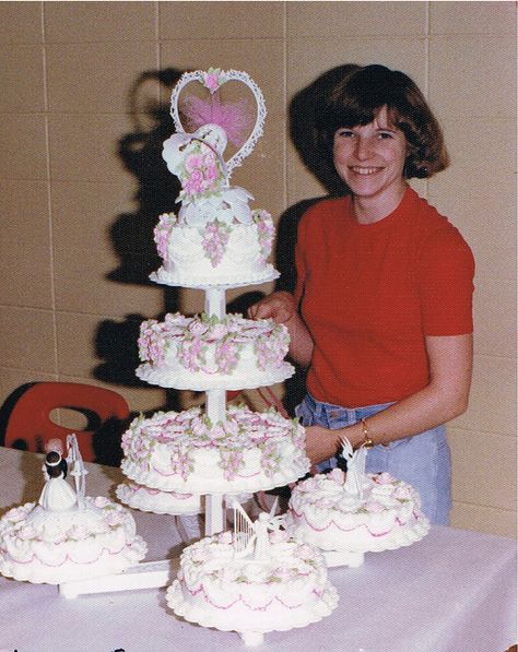 First Wedding Cake '77 1970s Wedding Cake, 80s Wedding Cake, 90s Wedding Cake, 70s Wedding Cake, Too Much Labour, All Chocolate Cake, Royal Icing Roses, 90s Wedding Dress, Icing Roses