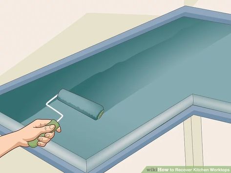 3 Ways to Recover Kitchen Worktops - wikiHow Worktop Ideas, House Maintenance, Kitchen Worktop, Work Tops, Home Maintenance, Paint Ideas, Home Improvement Projects, Stone Painting, Matter