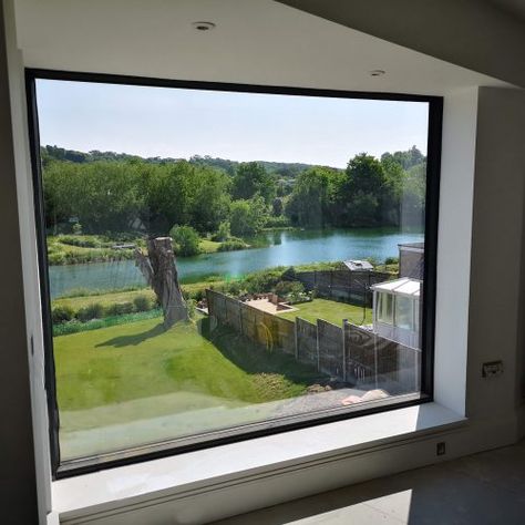 Fixed Picture Window, Bedroom Glass Window, Picture Windows That Open, Window To Sliding Door Conversion, Crittle Windows, Frameless Windows Interior, Gridless Windows, Fixed Window Design, Fixed Glass Window Design