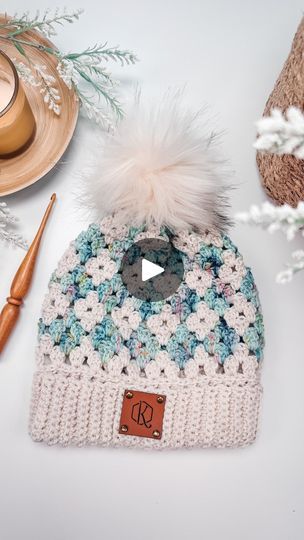 Granny Stitch Hat Pattern Free, Crochet Granny Stitch Hat Pattern, Granny Stitch Hat, Granny Square Crochet Hat, Winter Crochet Hat With Granny Square, Diamond Crochet Hat, Granny Squares Hood Hat, Crochet Coasters Free Pattern, Handmade Wardrobe