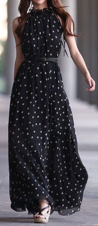 Sukienki Maksi, Polka Dot Maxi Dresses, Black Chiffon, Maxi Robes, Wholesale Shoes, Maxi Skirts, Cheap Shoes, Style Maxi Dress, Cheap Clothes