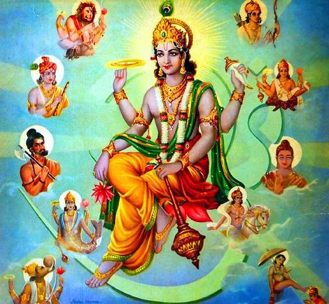 Dashavatar or dashavatara refers to the ten avatars of Lord Vishnu to restore the eradicate evil from earth and to restore the Dharma. See all avatars here. Vishnu Mantra, Vishnu Avataras, Raja Ravi Varma, Vishnu Wallpapers, Lord Vishnu Wallpapers, Hindu Mythology, The Hindu, Shri Krishna, Krishna Painting