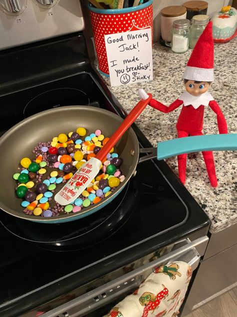 Elf Made Breakfast, Elf On The Shelf Making Breakfast, Elf On The Shelf Trolls, Elf On The Shelf Pajama Party Ideas, Elf Arrival Ideas, Elf 2023, Elf Ideas Easy, Awesome Elf On The Shelf Ideas, Elf Magic