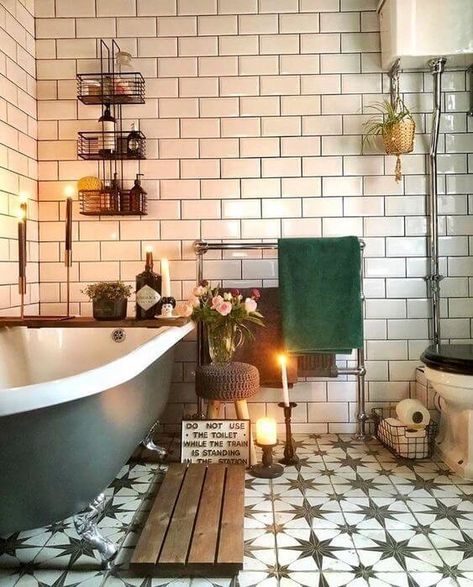 Bohemian Style Bathroom, Baie Vintage, Drømme Bad, Bohemian Bathroom, Style Bathroom, Boho Bathroom, Bathroom Renos, Bathroom Decor Ideas, Bath Tub