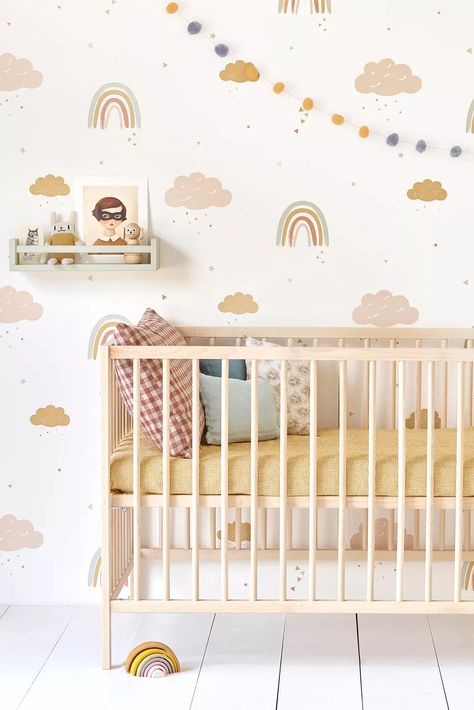 Rainbow Nursery Theme, Nursery Bedroom Ideas, Contemporary Palette, Nursery Decor Inspiration, Baby Nursery Inspiration, Nursery Rainbow, Nursery Room Design, Girl Nursery Room, Baby Room Inspiration